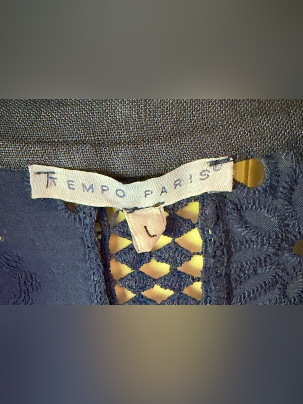 Tempo Paris Navy Frayed-Edge Single Button Blazer, 100% Linen - Picture 7 of 8